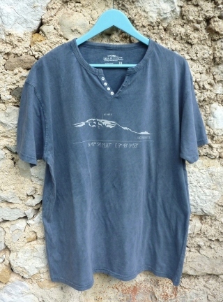 tee-shirt Ligne de Crête col tunisien coloris indigo